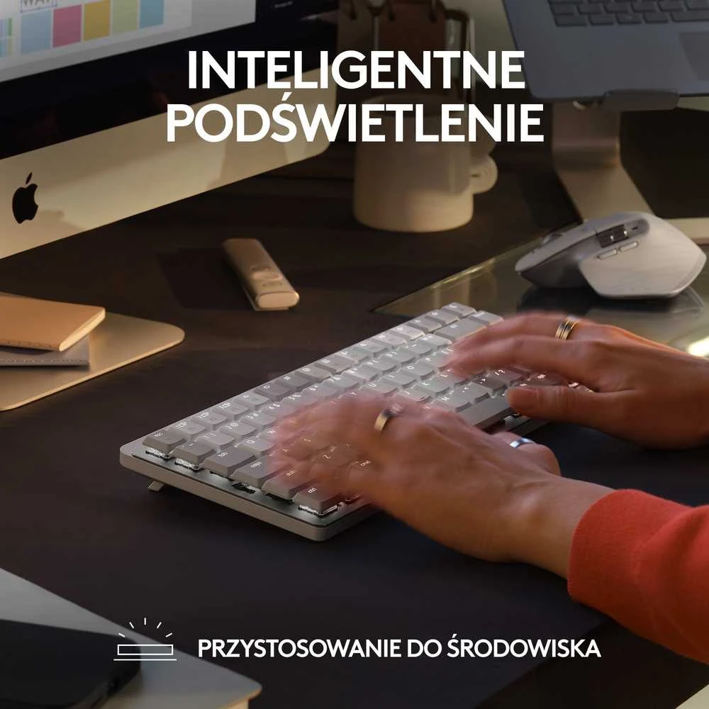 „LOGITECH MX Mechaninė Mini“, skirta MAC „Bluetooth“ apšviesta klaviatūra – PALE Pilkas – US INT'L – TACTILE