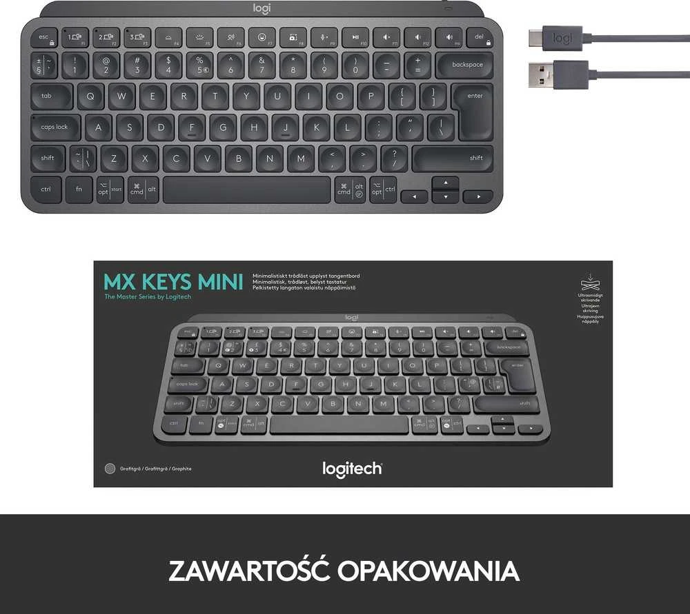 Belaidė klaviatūra Logitech MX Keys Mini, Grafito spalvos