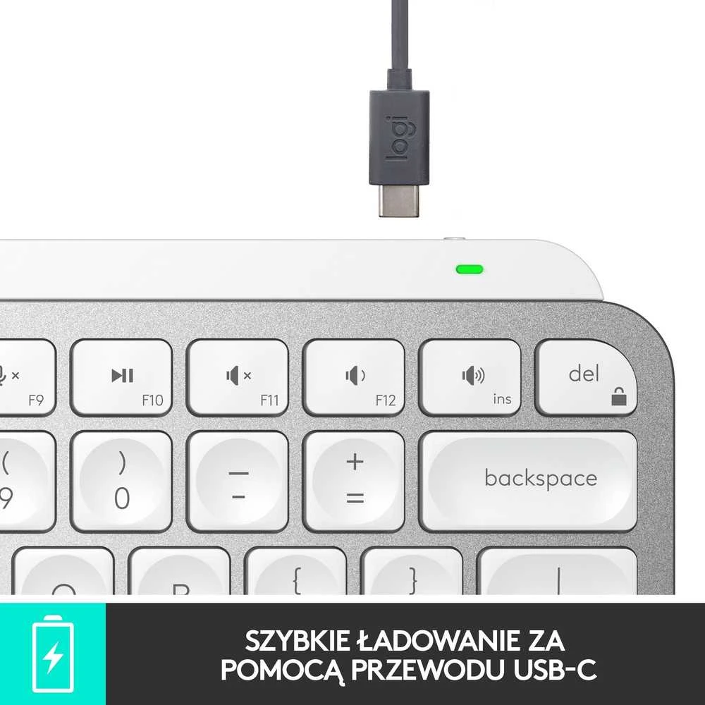 Minimalistinė Belaidė Klaviatūra su apašvietimu Logitech MX Keys Mini, Pilkos spalvos, US tarptautinis (Qwerty) išdėstymas