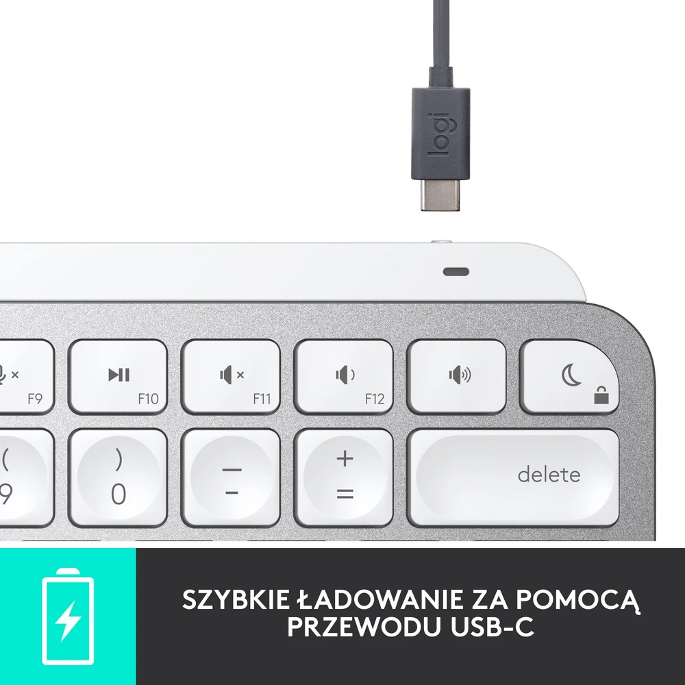 Belaidė klaviatūra Logitech MX Keys Mini skirta Mac, Blyškiai pilkos spalvos (US)