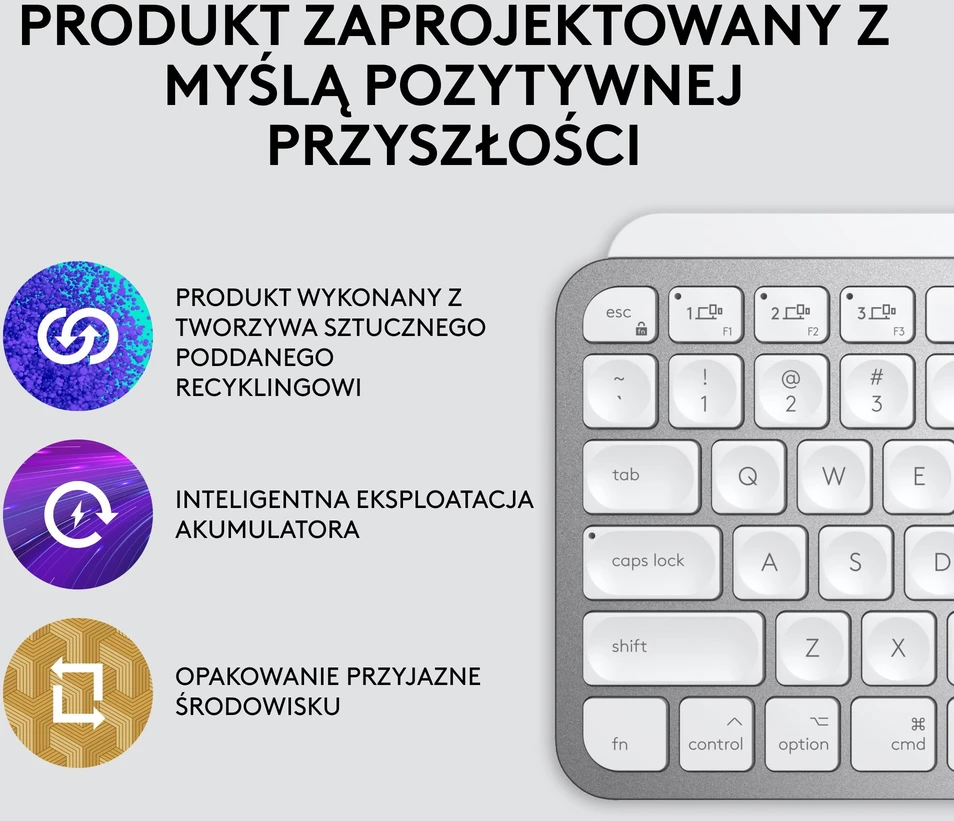 Belaidė klaviatūra Logitech MX Keys Mini skirta Mac, Blyškiai pilkos spalvos (US)