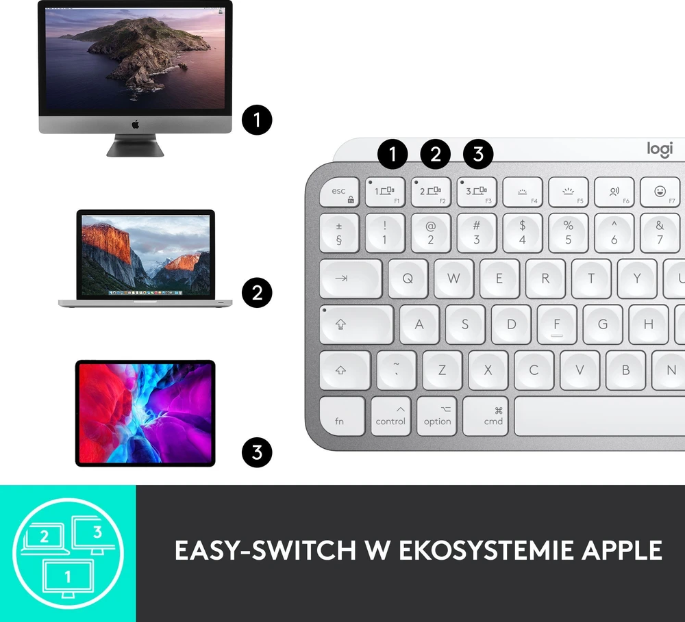 Belaidė klaviatūra Logitech MX Keys Mini skirta Mac, Blyškiai pilkos spalvos (US)