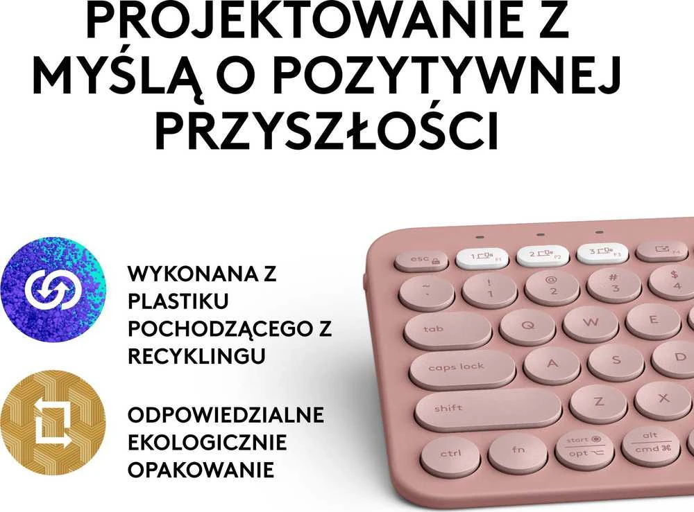 Belaidė klaviatūra Logitech PEBBLE KEYS 2 K380S, Rožinės spalvos, Išdėstymas: US tarptautinis (Qwerty)