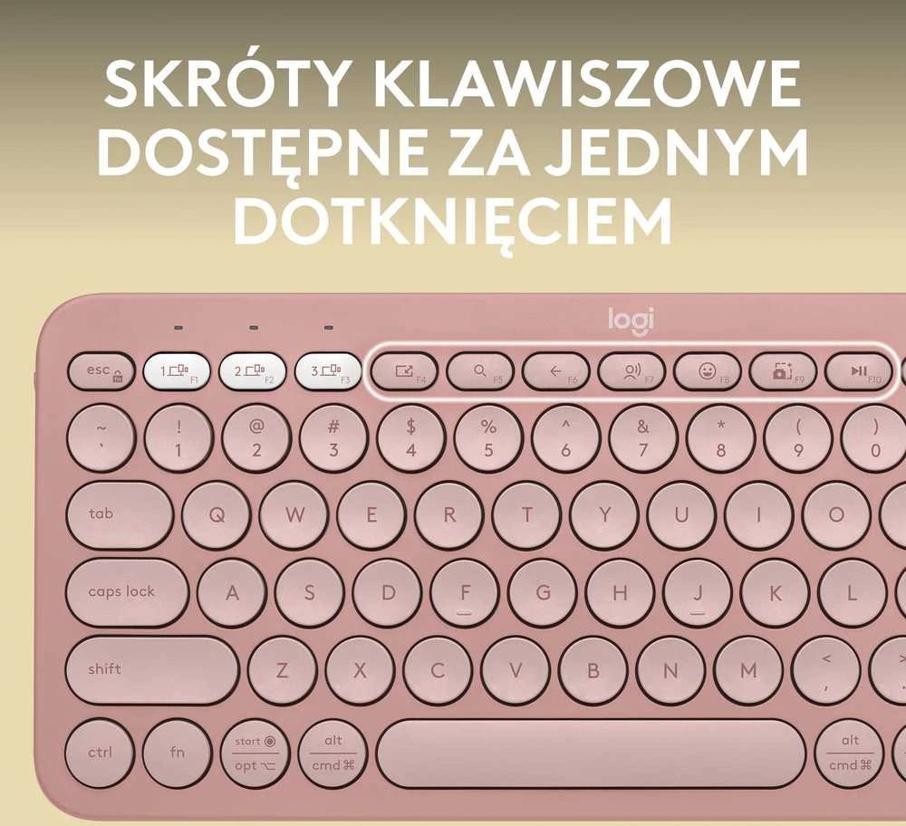 Belaidė klaviatūra Logitech PEBBLE KEYS 2 K380S, Rožinės spalvos, Išdėstymas: US tarptautinis (Qwerty)