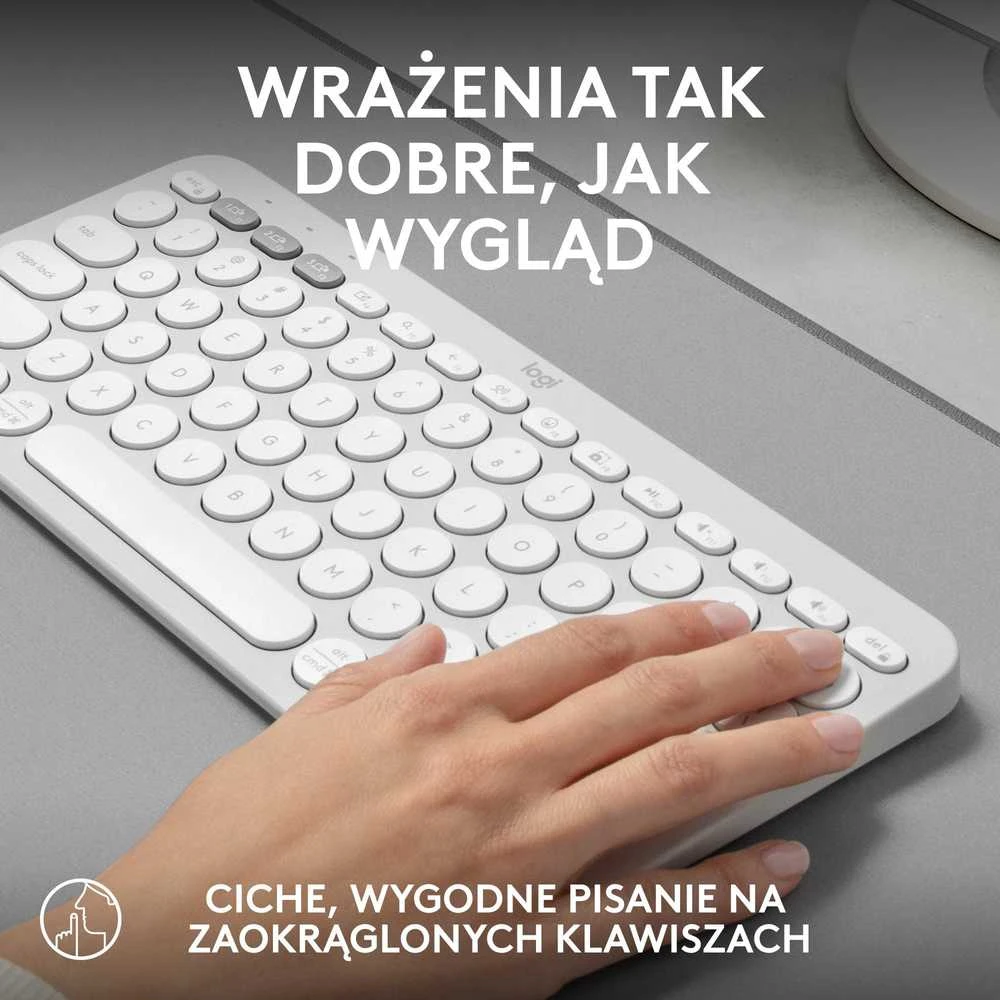 Belaidė klaviatūra Logitech PEBBLE KEYS 2 K380S, Baltos spalvos, Išdėstymas: US tarptautinis (Qwerty)