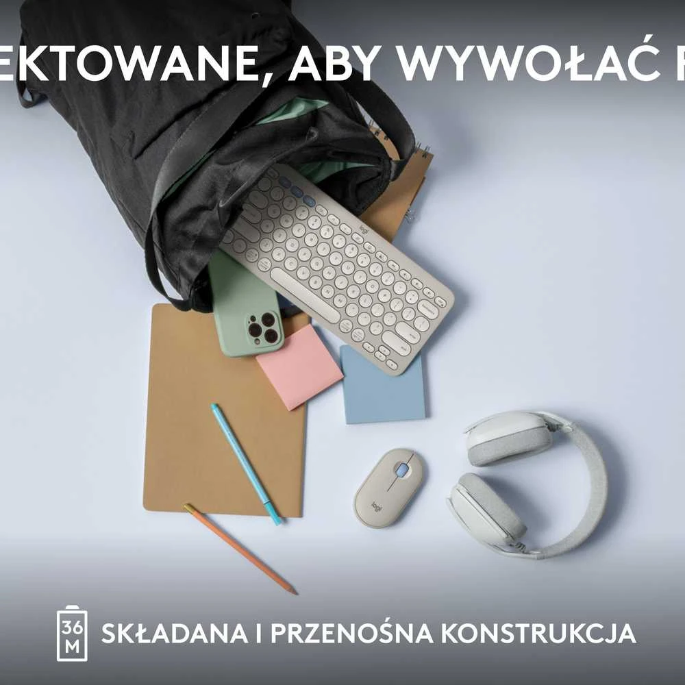 Belaidė klaviatūra Logitech PEBBLE KEYS 2 K380S, Baltos spalvos, Išdėstymas: US tarptautinis (Qwerty)