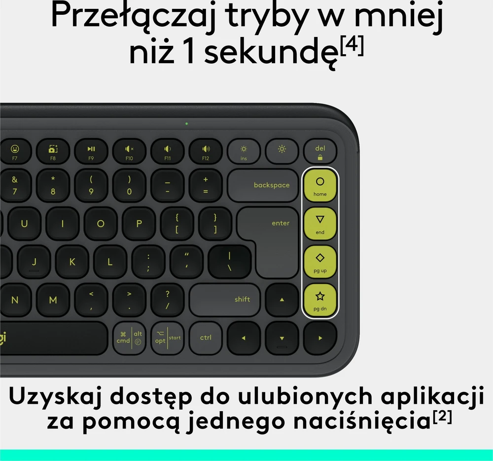 Belaidė klaviatūra Logitech POP Icon Keys, JAV anglų k., Bluetooth, Grafito ir žalios spalvos (920-013071)