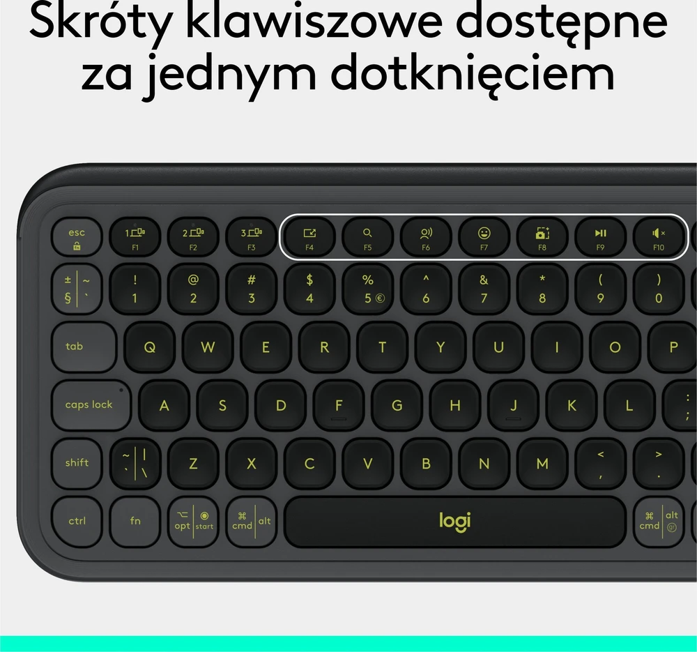Belaidė klaviatūra Logitech POP Icon Keys, JAV anglų k., Bluetooth, Grafito ir žalios spalvos (920-013071)