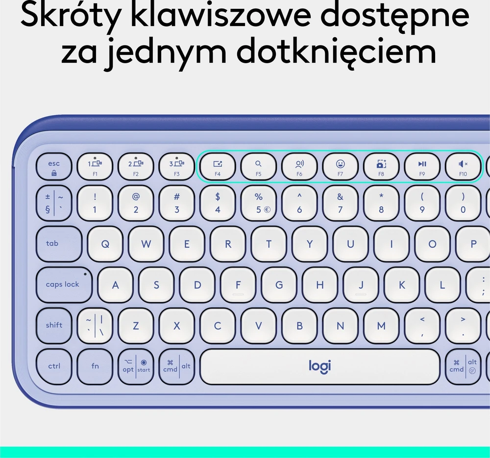 Klaviatūra LOGITECH POP Piktogramų klavišai – ALYVINĖ – JAV INT'L – BT – INTNL-973