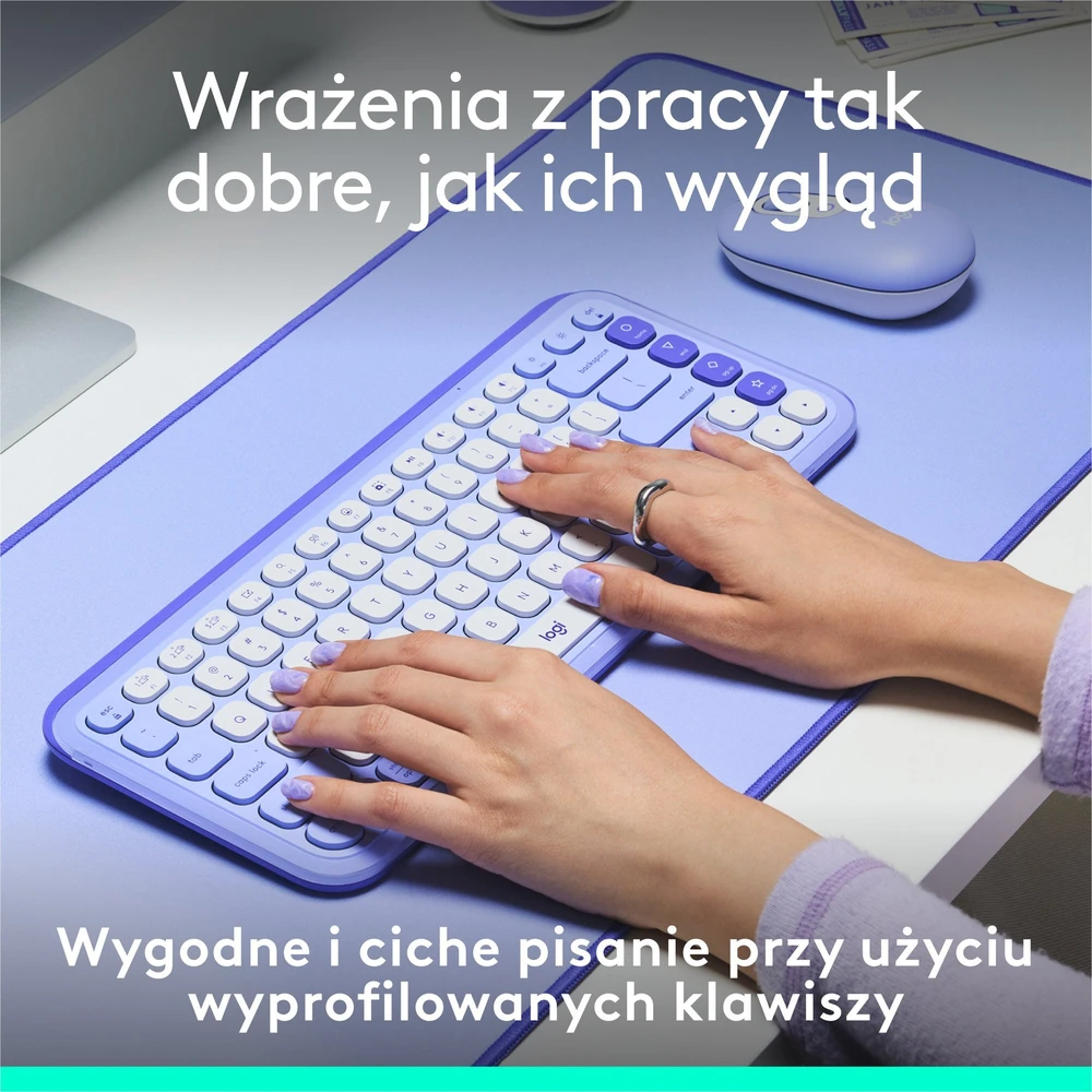 Klaviatūra LOGITECH POP Piktogramų klavišai – ALYVINĖ – JAV INT'L – BT – INTNL-973