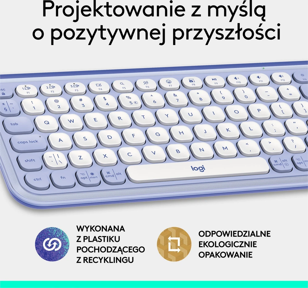 Klaviatūra LOGITECH POP Piktogramų klavišai – ALYVINĖ – JAV INT'L – BT – INTNL-973