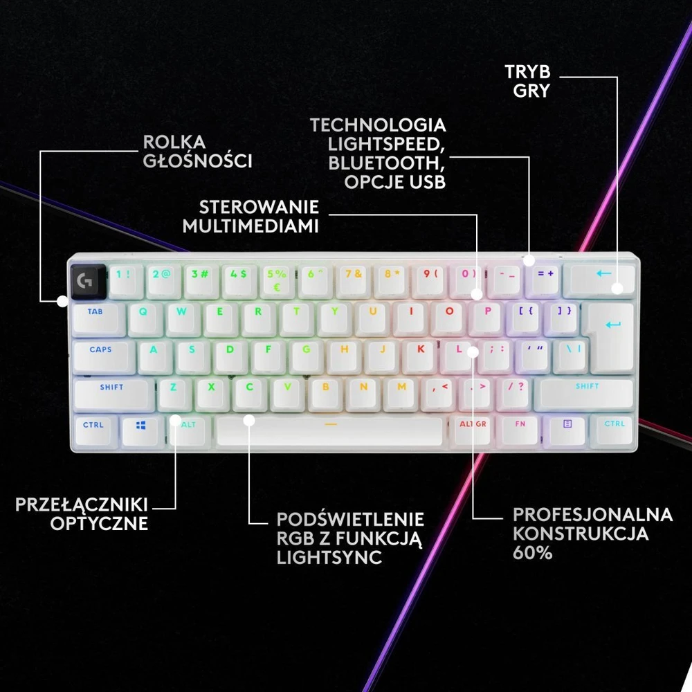 Klaviatūra Logitech Pro X 60 Lightspeed GX Brown (M-9068642)