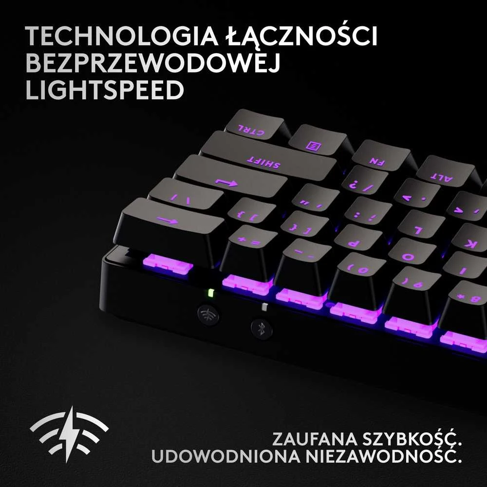 Logitech G PRO X 60 Wireless - US INT'L išdėstymas - GX Optical Tactile Switches - Juodas (Juoda) Optinė Belaidė Žaidimų Klaviatūra