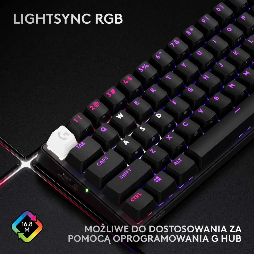 Logitech G PRO X 60 Wireless - US INT'L išdėstymas - GX Optical Tactile Switches - Juodas (Juoda) Optinė Belaidė Žaidimų Klaviatūra