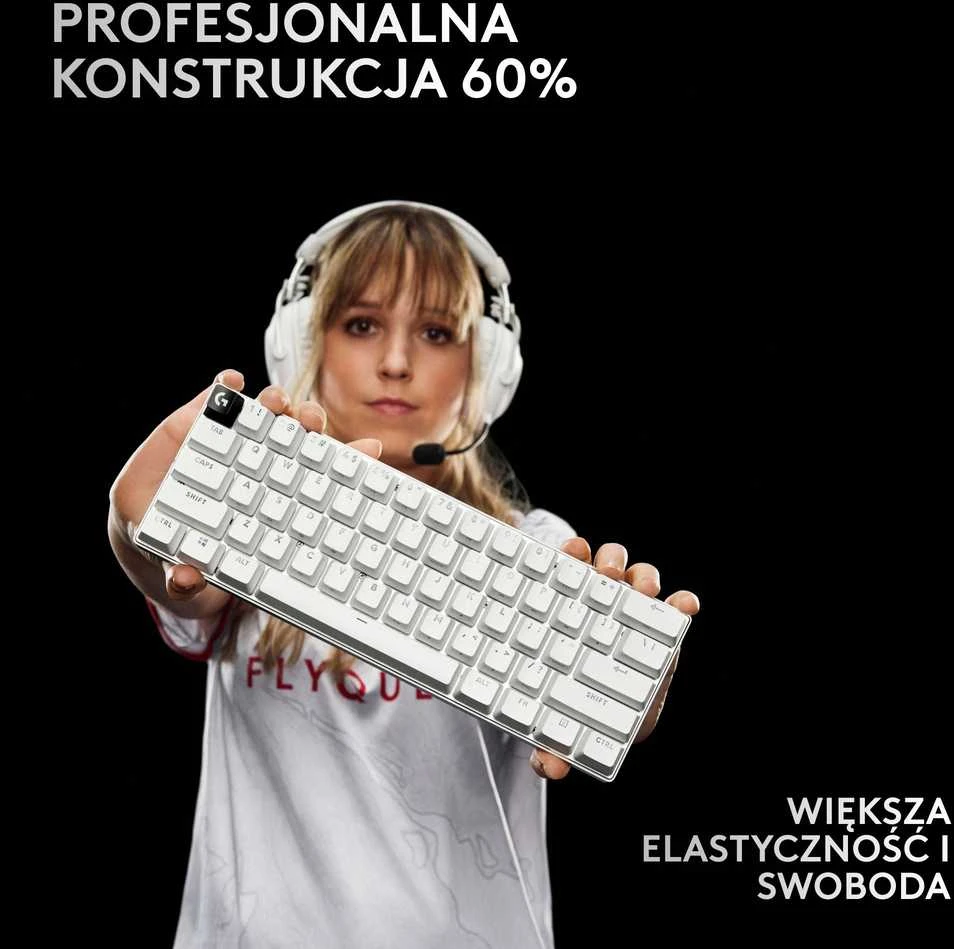 Logitech G PRO X 60 Wireless - US INT'L išdėstymas - GX Optical Tactile Switches - Baltas (Balta) Optinė Belaidė Žaidimų Klaviatūra