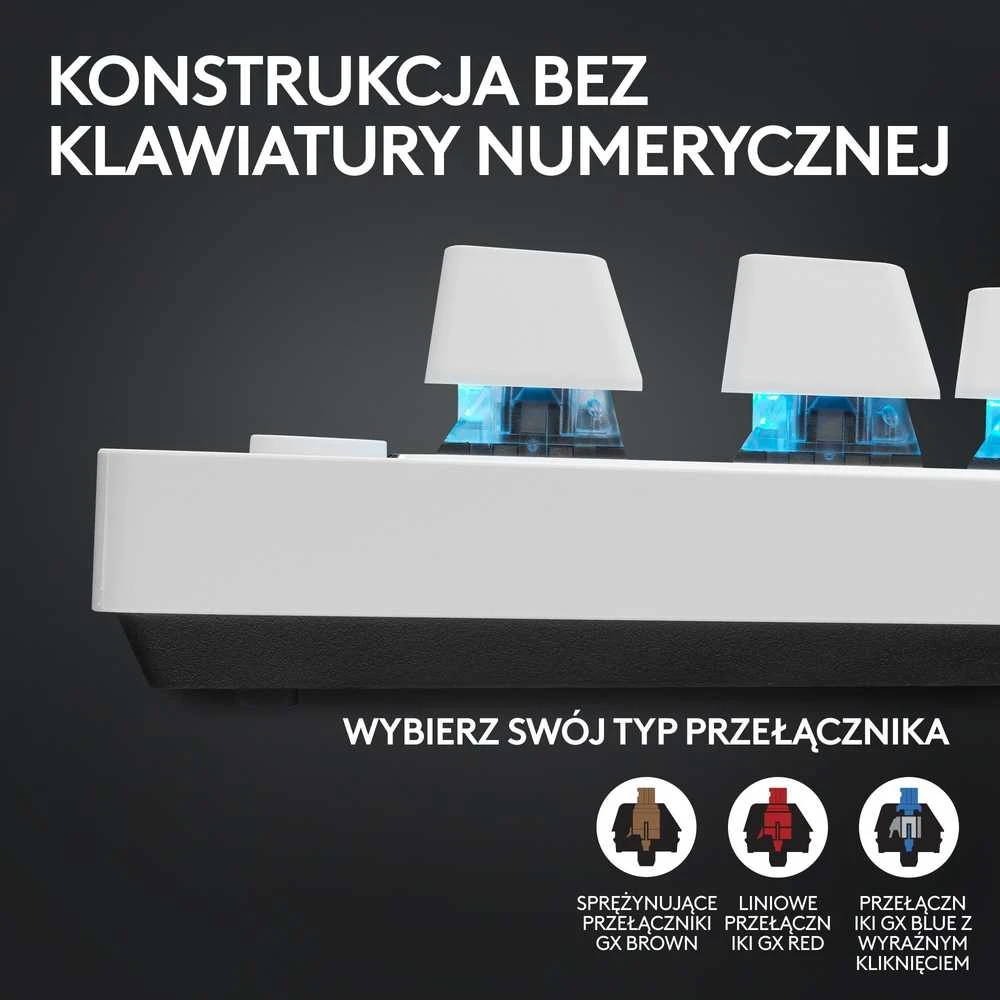 Žaidimų klaviatūra Logitech G Pro X TKL Lightspeed, US išdėstymas, Baltos spalvos