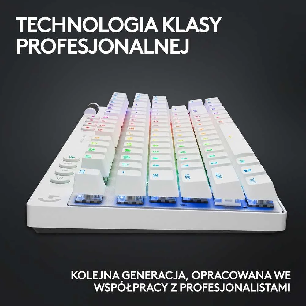 Žaidimų klaviatūra Logitech G Pro X TKL Lightspeed, US išdėstymas, Baltos spalvos