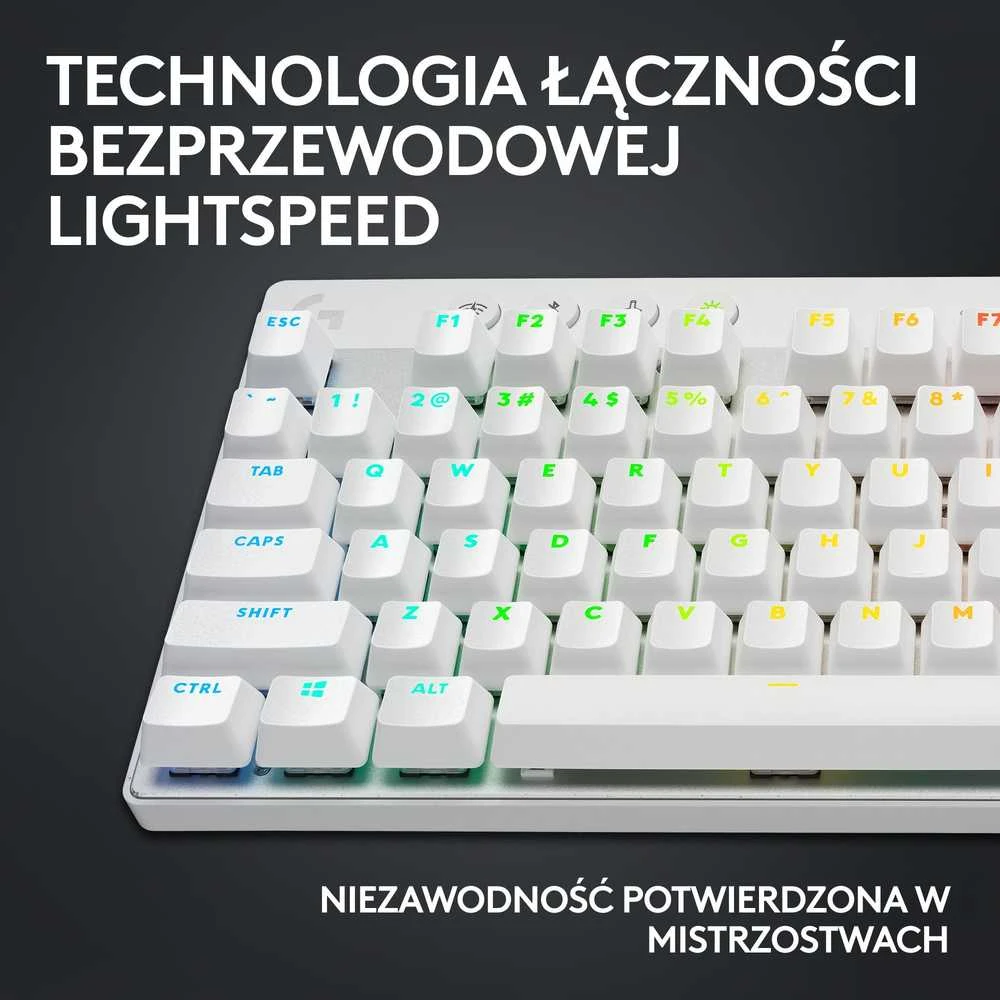 Žaidimų klaviatūra Logitech G Pro X TKL Lightspeed, US išdėstymas, Baltos spalvos