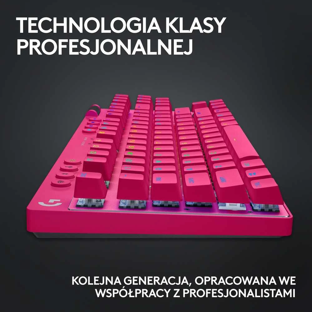 Žaidimų klaviatūra Logitech G Pro X TKL Lightspeed, US išdėstymas, Rožinės spalvos