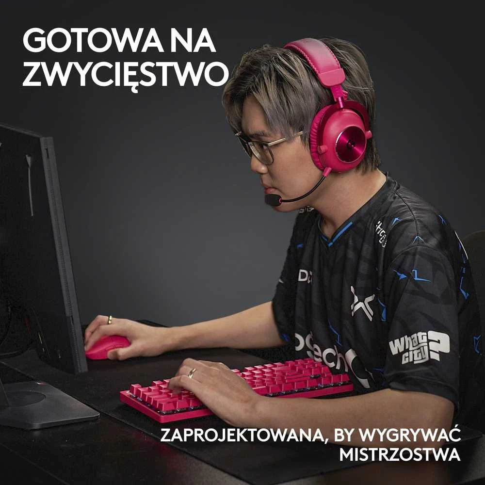 Žaidimų klaviatūra Logitech G Pro X TKL Lightspeed, US išdėstymas, Rožinės spalvos