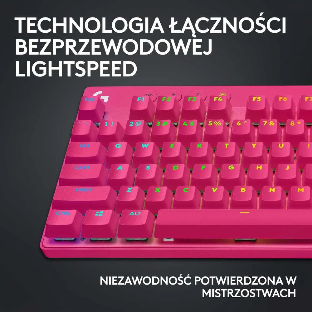 Žaidimų klaviatūra Logitech G Pro X TKL Lightspeed, US išdėstymas, Rožinės spalvos