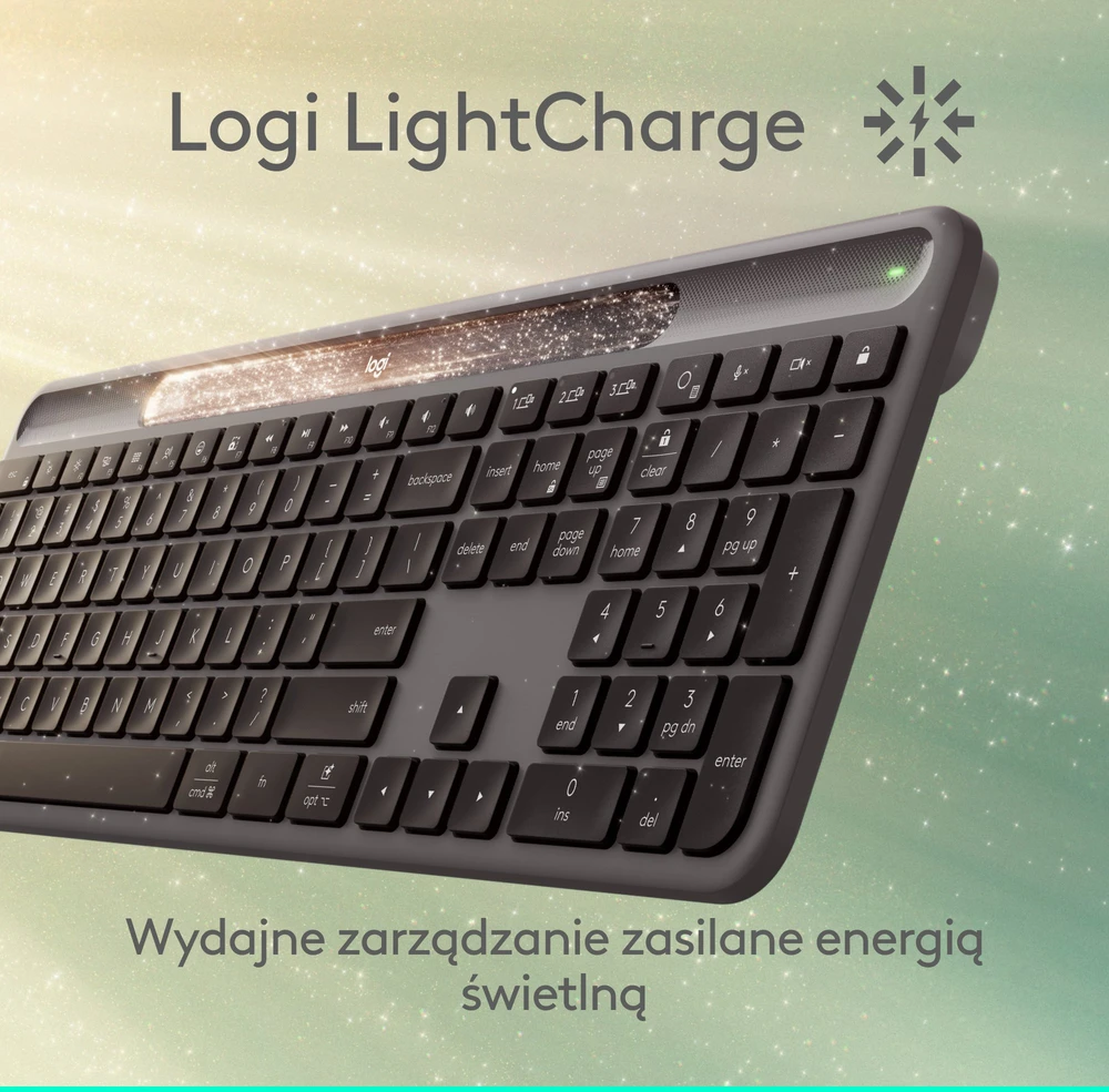 Belaidė klaviatūra Logitech Signature Slim Solar+ K980s, grafito spalvos, 920-013764