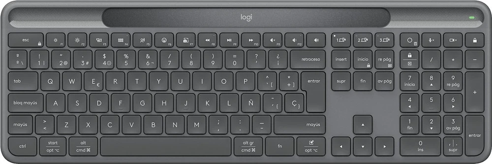 Logitech Signature Slim Solar+ K980 verslui Belaidė klaviatūra, RF+Bluetooth, JAV tarptautinis, grafito spalvos