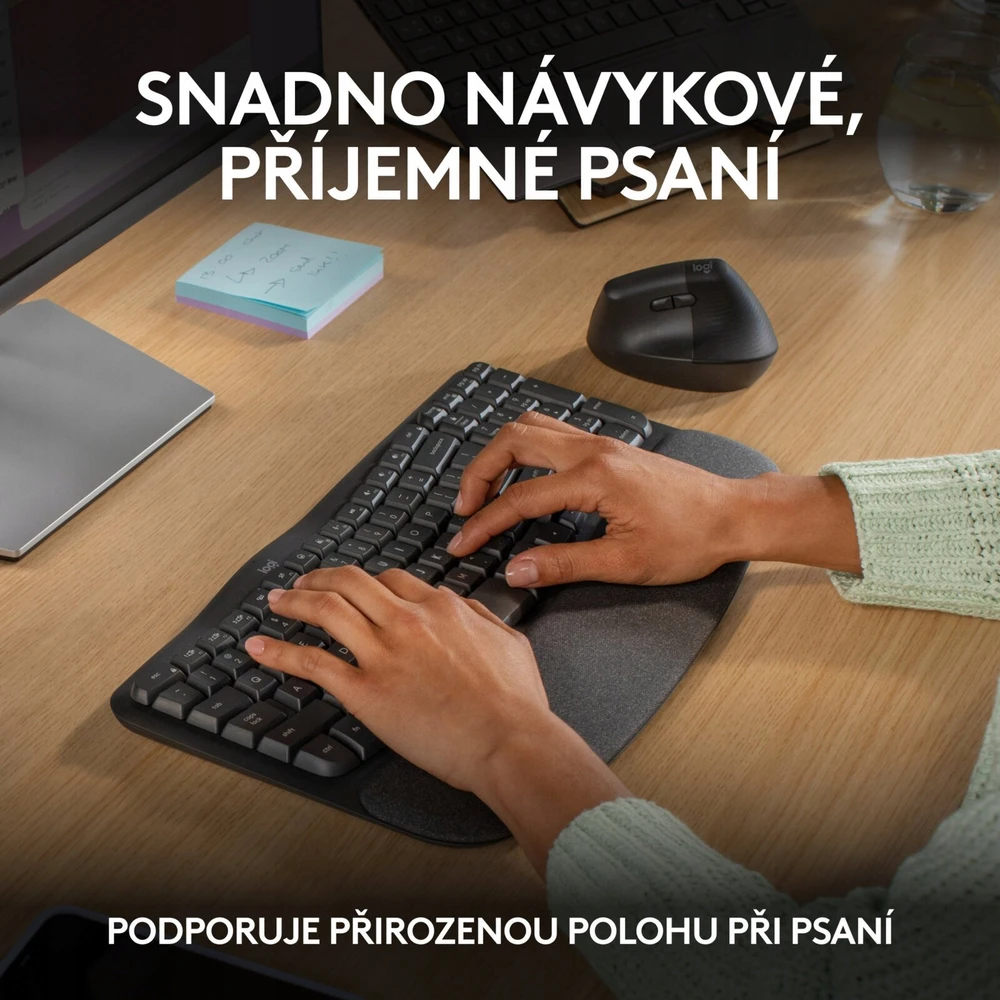 Klaviatūra Logitech WAVE KEYSERGONOMIC KB GRAPHITE - CZE-SKY 2.4GHZ/BT INTNL-973 UNIV