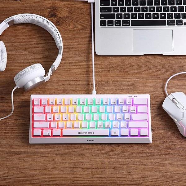 Marvo HECATE 61R klaviatūra su laidu (USB) US, balta mechaninė