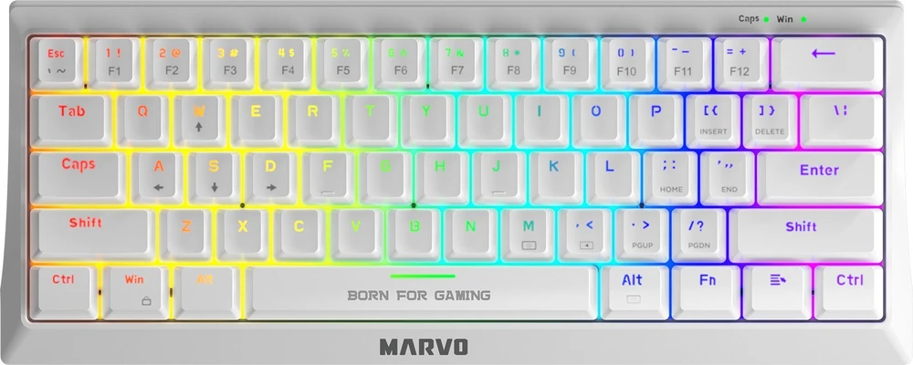 Marvo HECATE 61R klaviatūra su laidu (USB) US, balta mechaninė