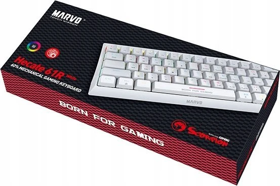 Marvo HECATE 61R klaviatūra su laidu (USB) US, balta mechaninė