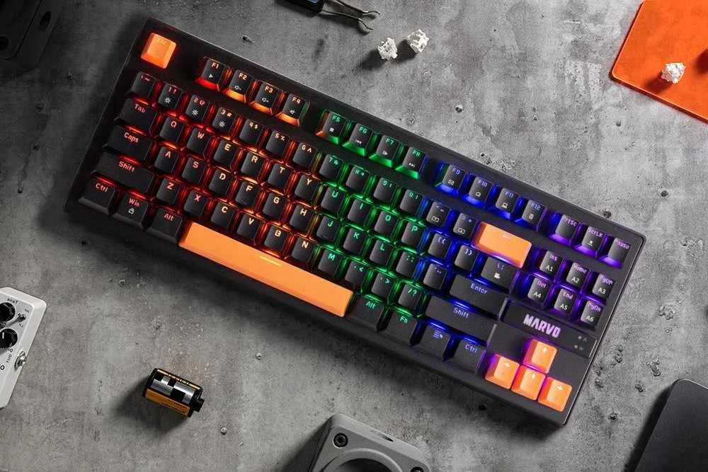 Marvo KG901C TKL 80% laidinė mechaninė klaviatūra su RGB (US, Mėlyna switch)