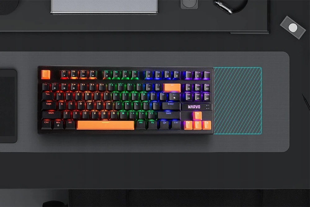 Marvo KG901C TKL 80% laidinė mechaninė klaviatūra su RGB (US, Mėlyna switch)