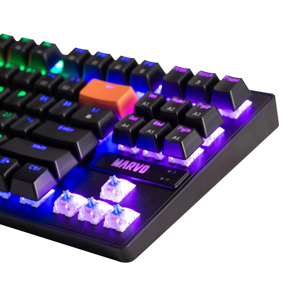 Marvo KG901C TKL 80% laidinė mechaninė klaviatūra su RGB (US, Mėlyna switch)