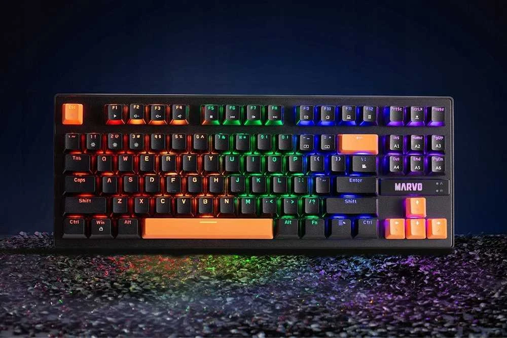 Marvo KG901C TKL 80% laidinė mechaninė klaviatūra su RGB (US, Mėlyna switch)