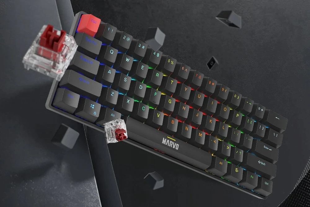 Klaviatūra Klav.Marvo Saber 61 KG933 RGB 60% balta