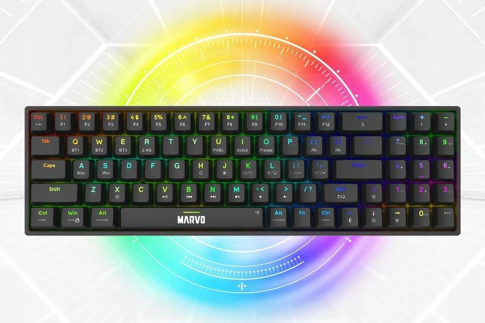 Marvo KG956W Shogo 78W belaidė žaidimų klaviatūra raudoni switchai juoda