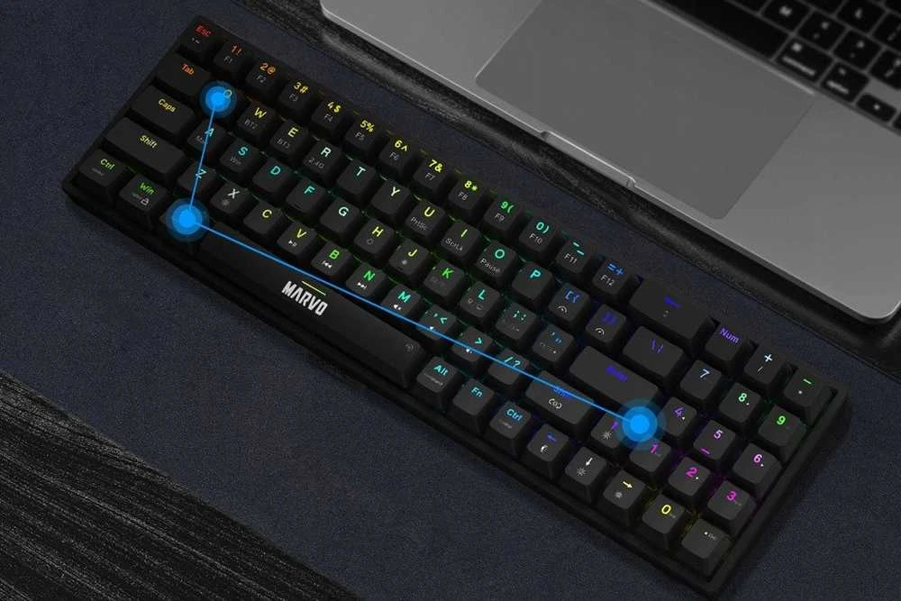 Marvo KG956W Shogo 78W belaidė žaidimų klaviatūra raudoni switchai juoda