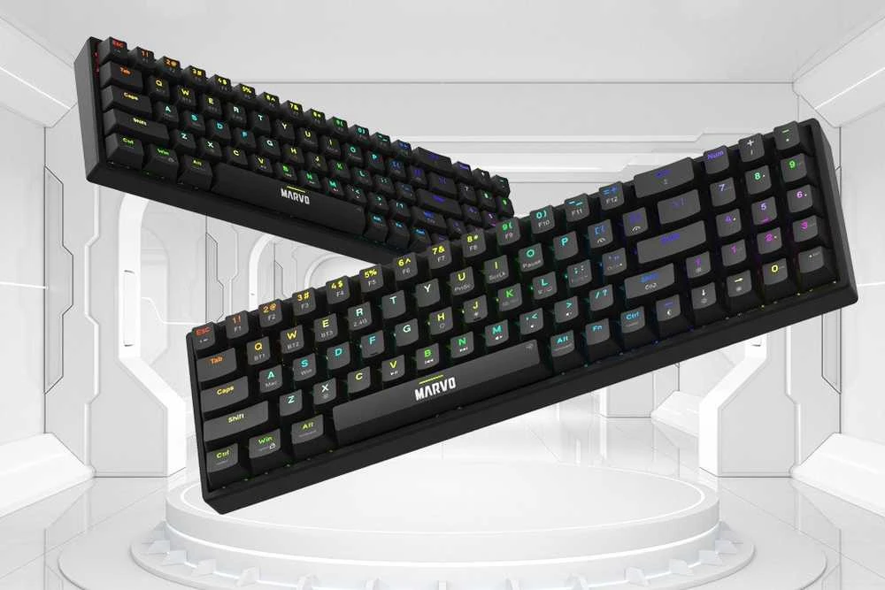 Marvo KG956W Shogo 78W belaidė žaidimų klaviatūra raudoni switchai juoda