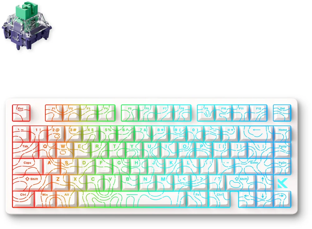 MCHOSE Jet 75 laidinė magnetinė žaidimų klaviatūra | US | Kailh God Switch | Balta Topograhic