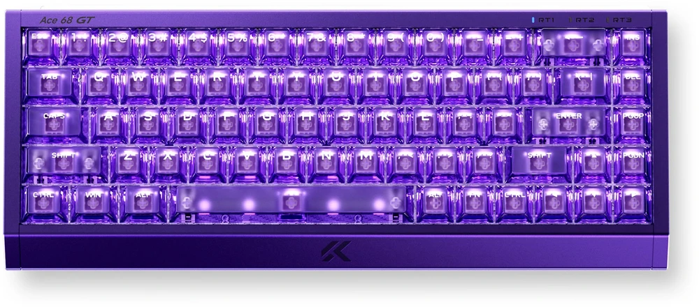 Klaviatūra žaidimams Mchose MC-Ace68GT-5 su laidu magnetyczna su pašvietimu violetinė