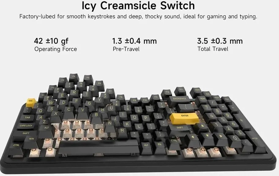 Klaviatūra žaidimams Mchose HW-K99V3-7 belaidė mechaninė MCHOSE Icy Creamsicle su pašvietimu juoda