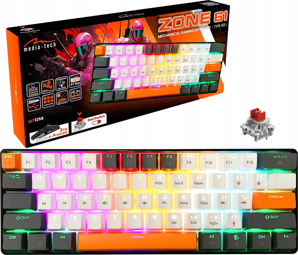 MEDIA-TECH Mechaninė klaviatūra 60% MT1258