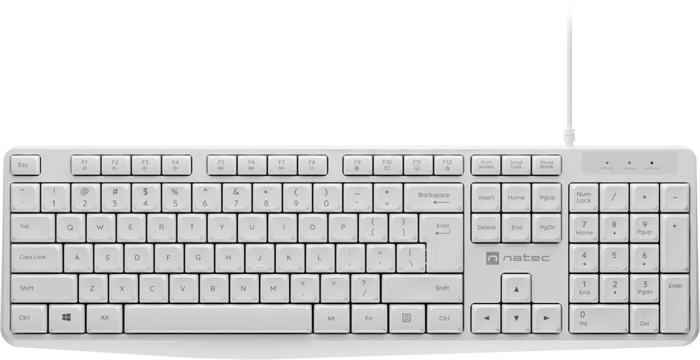 NATEC Klaviatūra Nautilus US slim baltas