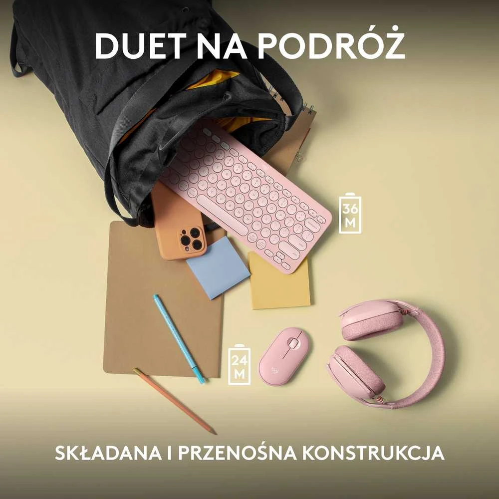 Klaviatūra ir pelė Logitech Pebble 2 Combo for Mac, rožinės spalvos