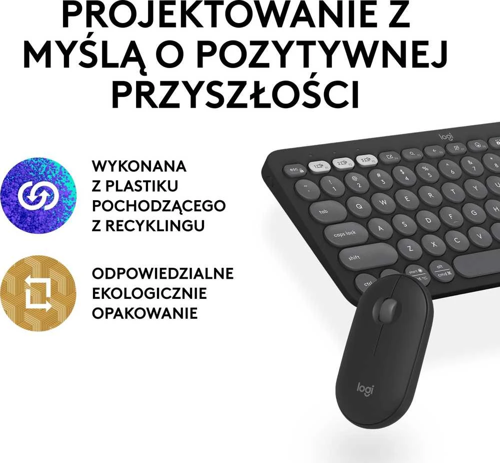 Klaviatūra ir pelė Logitech Pebble 2 Combo for Mac, grafito spalvos, US išdėstymas