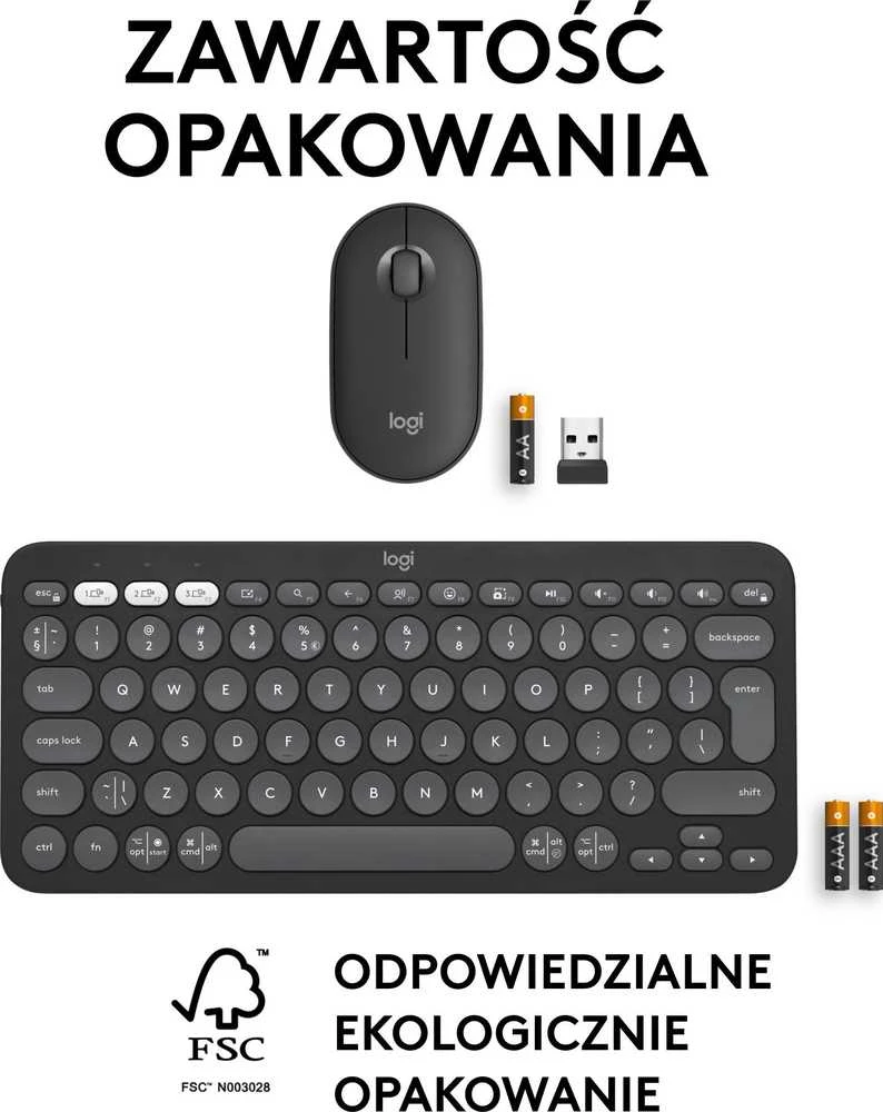 Klaviatūra ir pelė Logitech Pebble 2 Combo for Mac, grafito spalvos, US išdėstymas