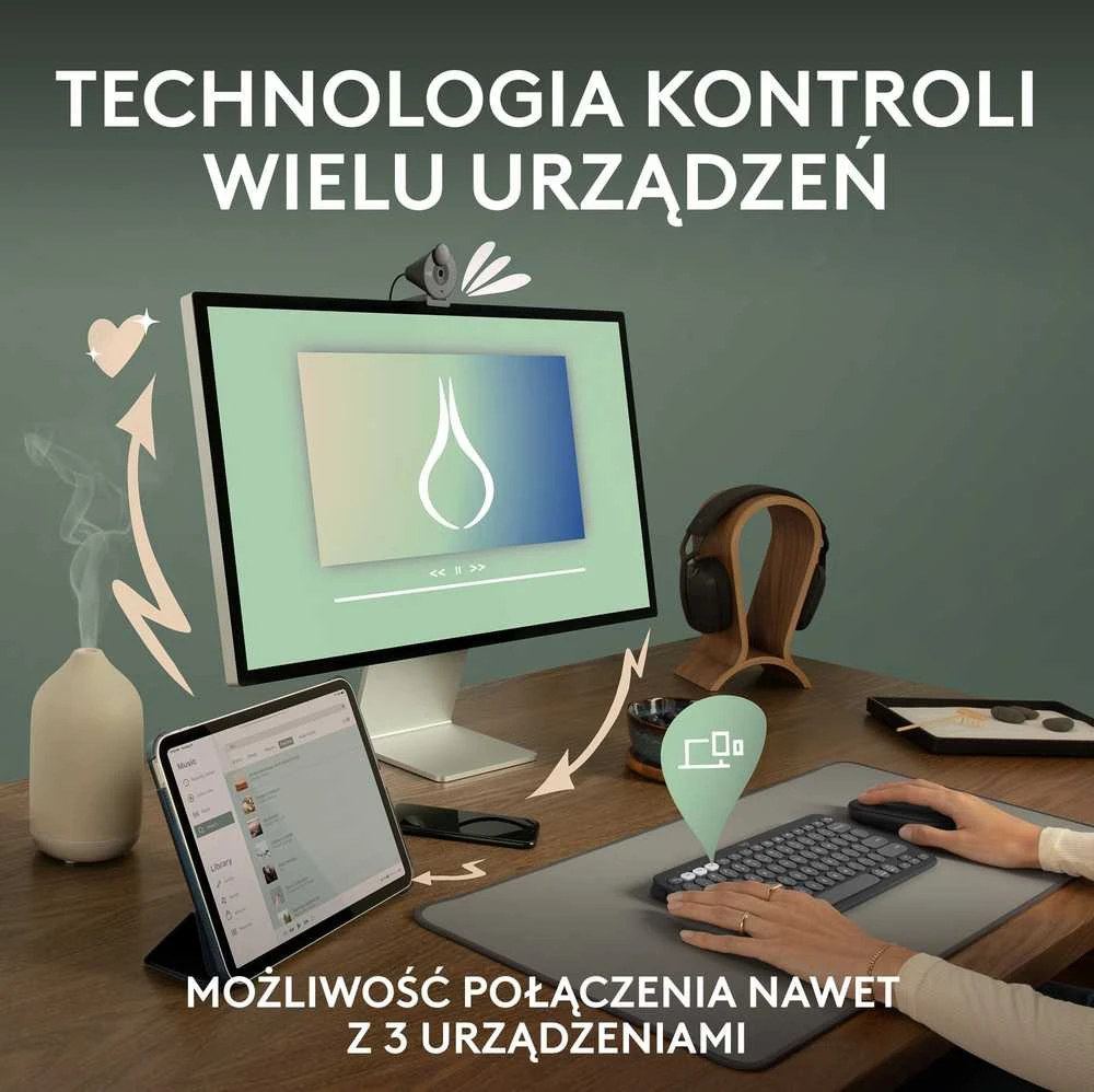 Klaviatūra ir pelė Logitech Pebble 2 Combo for Mac, rožinės spalvos