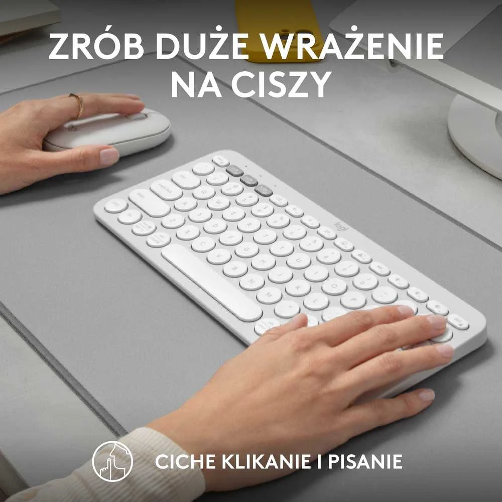 Klaviatūra ir pelė Logitech Pebble 2 Combo, baltos spalvos