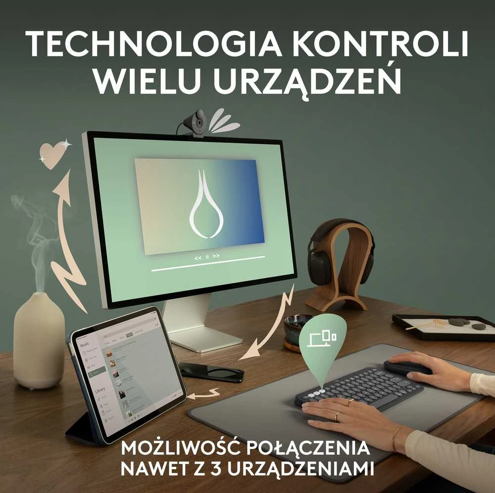 Klaviatūra ir pelė Logitech Pebble 2 Combo, baltos spalvos